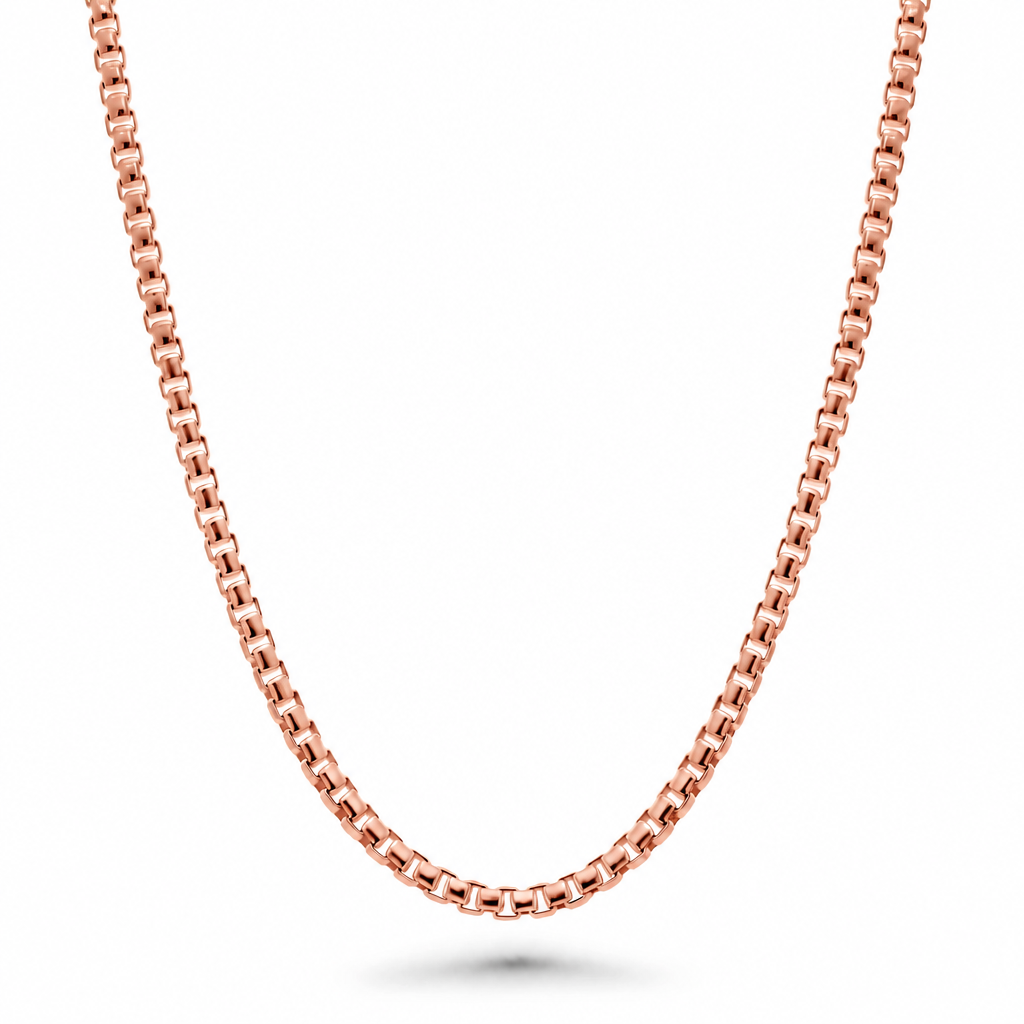 Rose Gold Plated Sterling Silver Round Box Chain