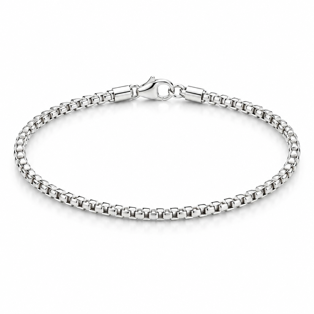 925 Sterling Silver Round Box Bracelet