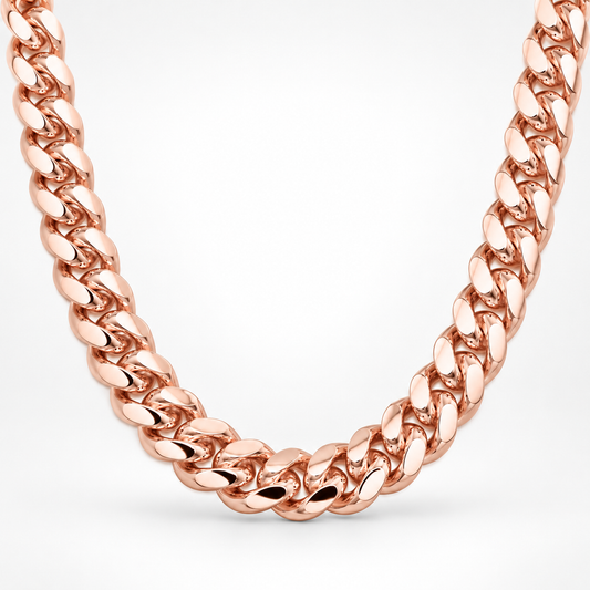 Rose Gold Plated Sterling Silver Miami Cuban Link Chain for Men