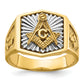 10K Two-Tone Gold Sun Ray Master Mason Ring B02549