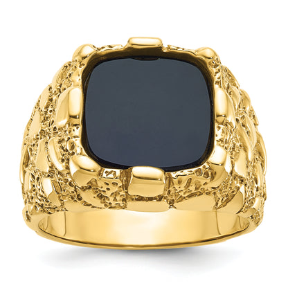 14K Yellow Gold Onyx Nugget Mens Ring B05245