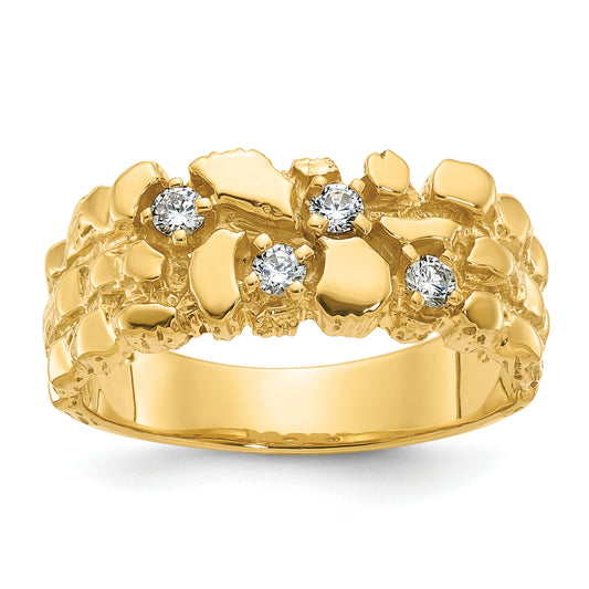 14K Yellow Gold 1/3 ct Diamond Nugget Mens Ring B09706