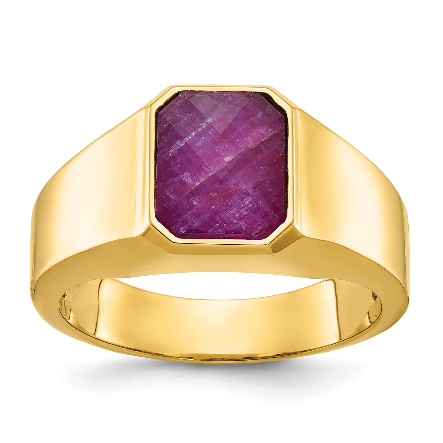 14K Yellow Gold Octagon Gemstone Mens Ring Mounting B52129