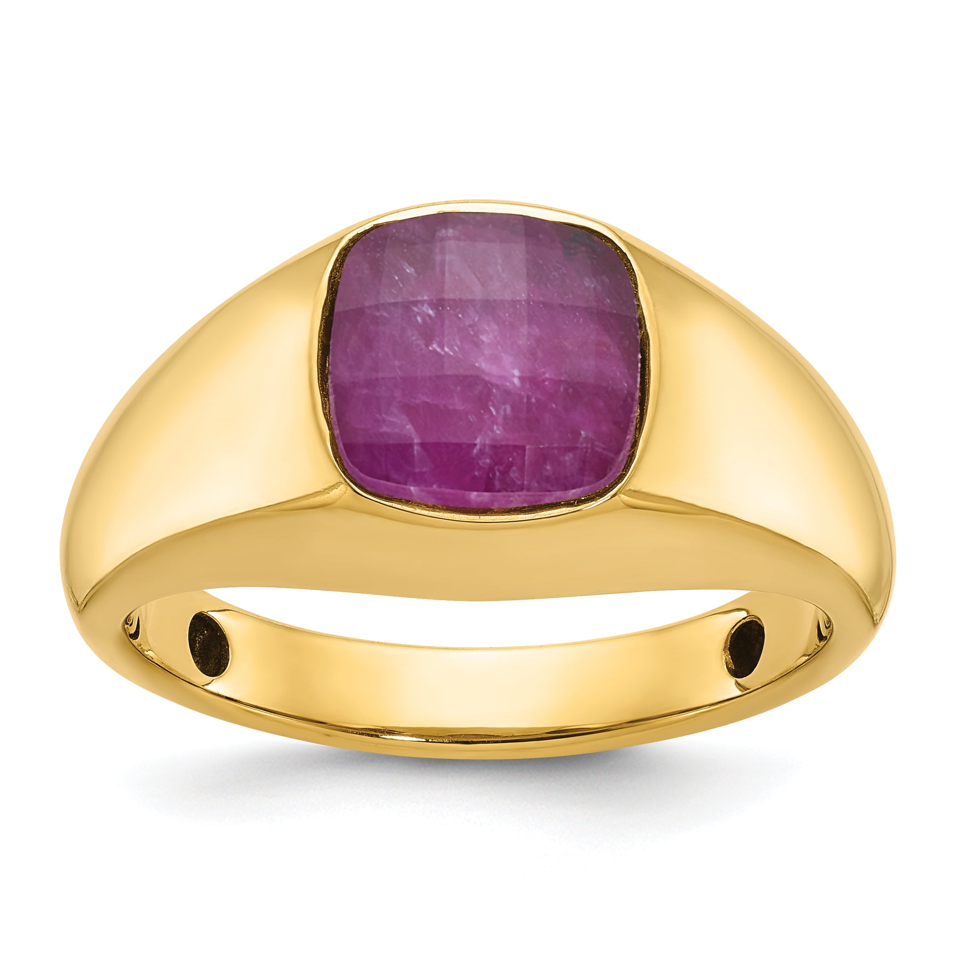 10K Yellow Gold 9mm Cushion Gemstone Mens Ring Mounting B52130