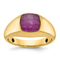 10K Yellow Gold 9mm Cushion Gemstone Mens Ring Mounting B52130
