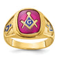 10K Yellow Gold Ruby Blue Lodge Master Mason Ring B57679