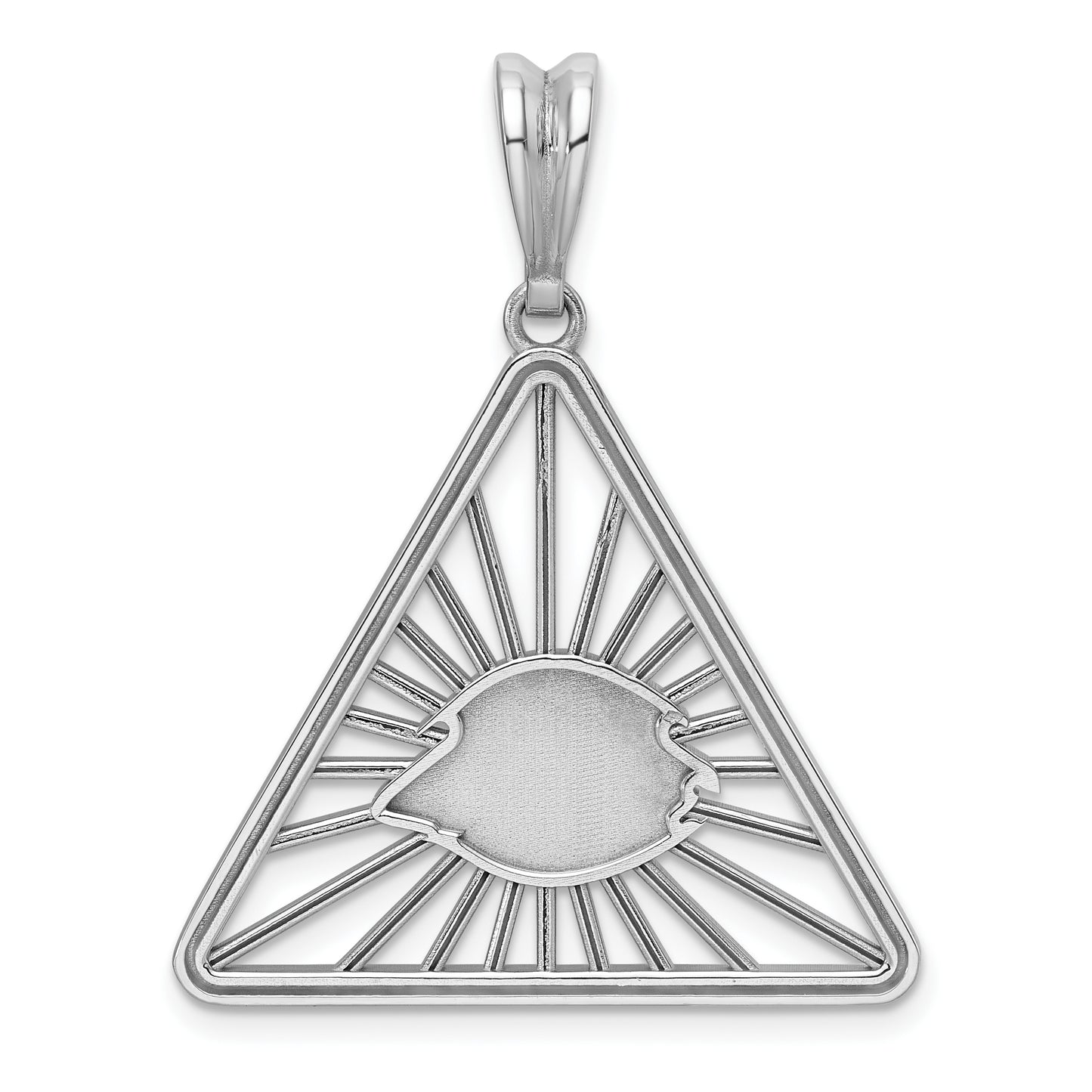 14K White Gold Masonic All-Seeing Eye Triangle Pendant B59456 - alternate view