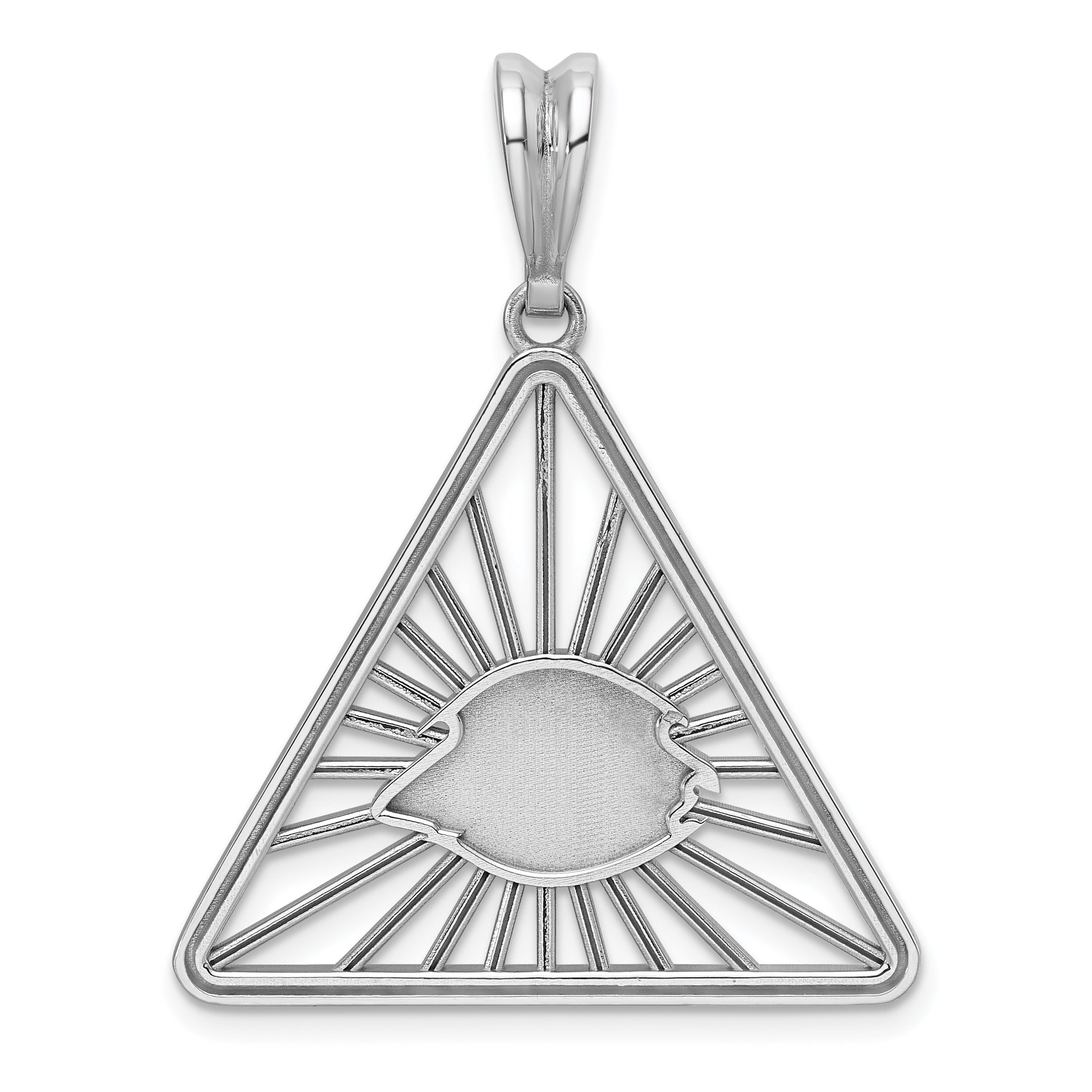 14K White Gold Masonic All-Seeing Eye Triangle Pendant B59456 - alternate view