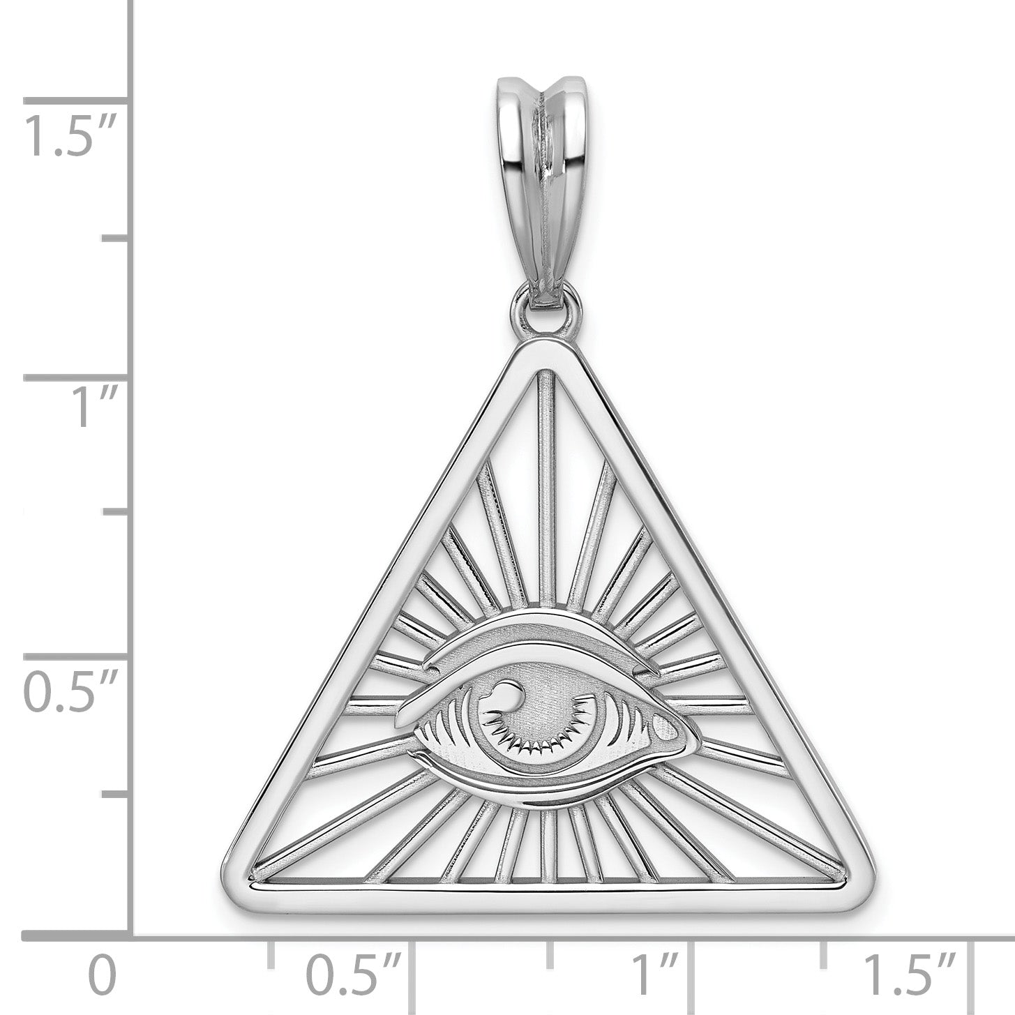 14K White Gold Masonic All-Seeing Eye Triangle Pendant B59456 - alternate view