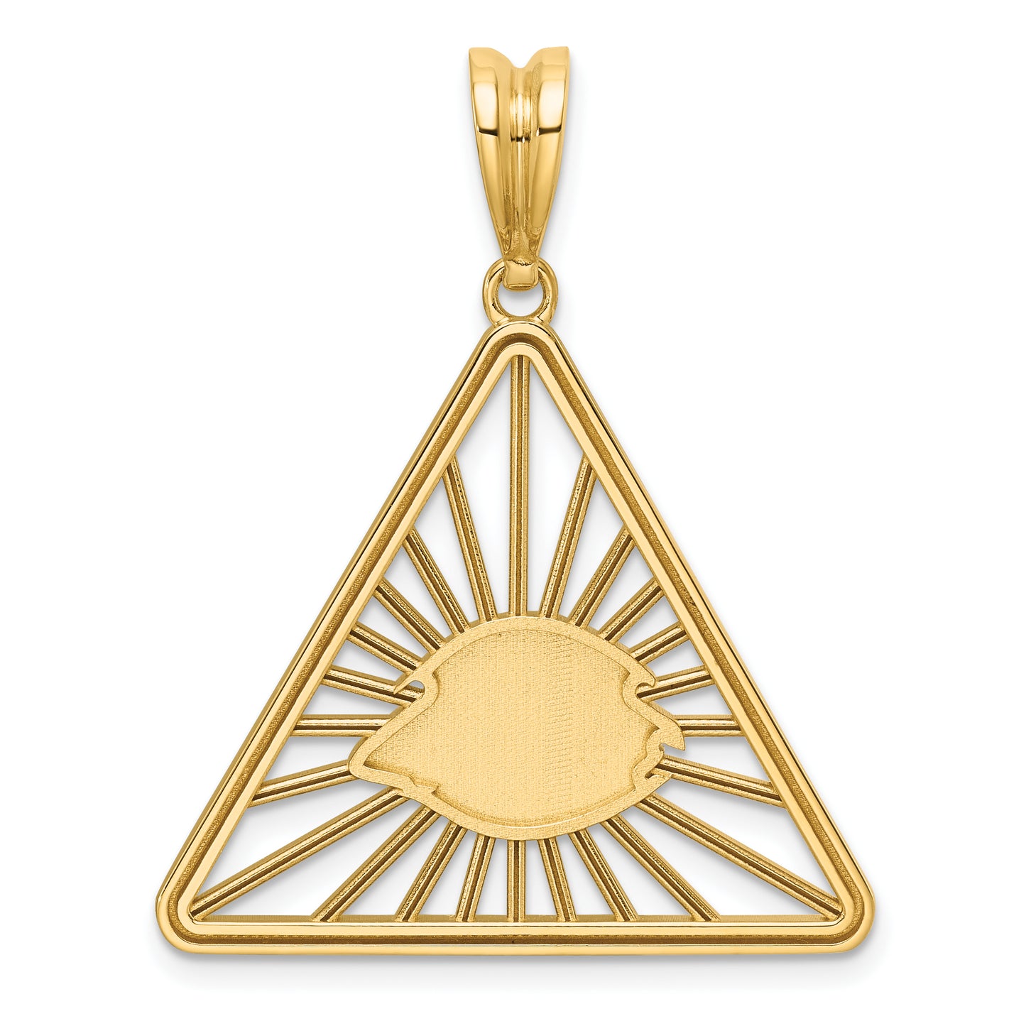 14K Yellow Gold Masonic All-Seeing Eye Triangle Pendant B59456 - alternate view