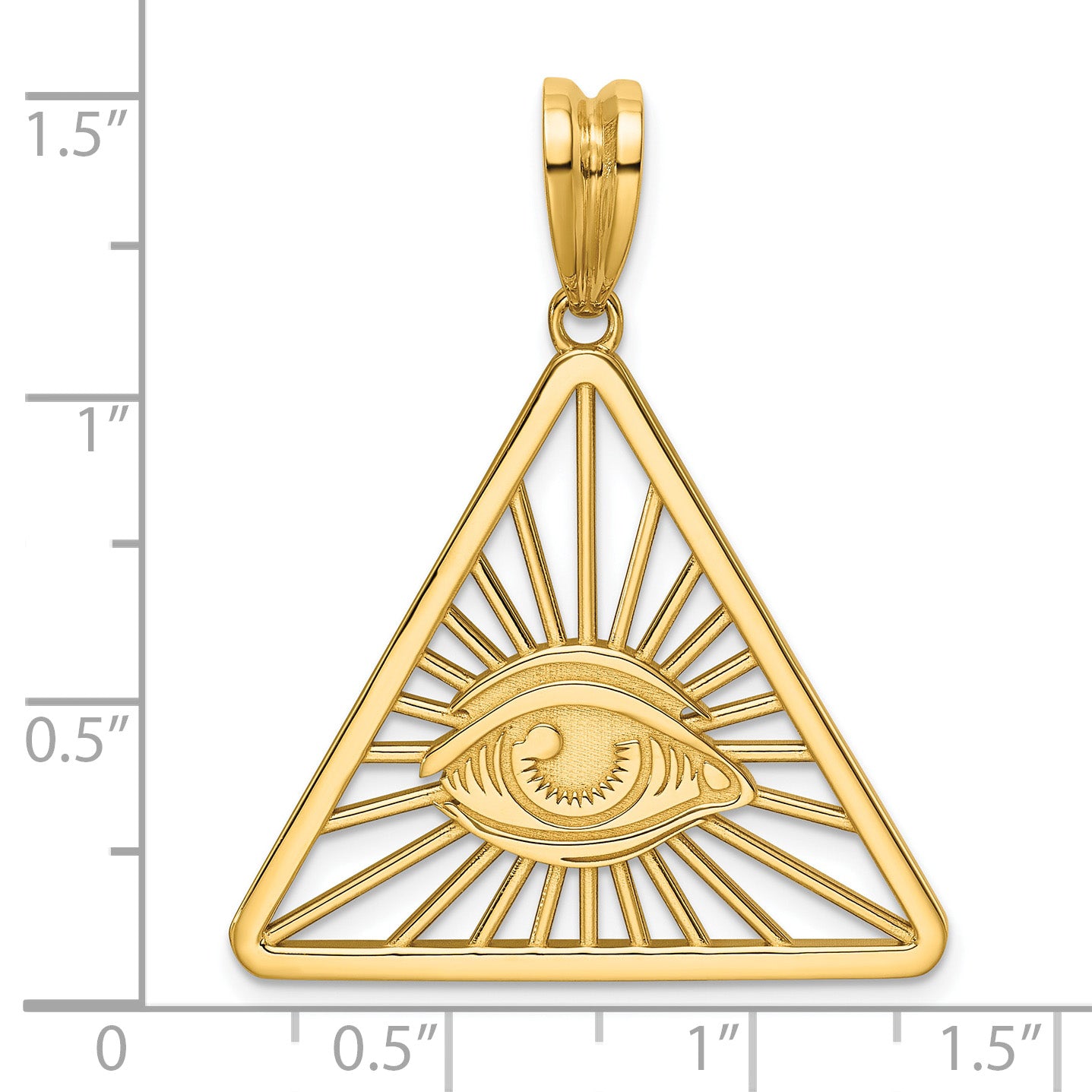 14K Yellow Gold Masonic All-Seeing Eye Triangle Pendant B59456 - alternate view