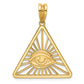 14K Yellow Gold Masonic All-Seeing Eye Triangle Pendant B59456