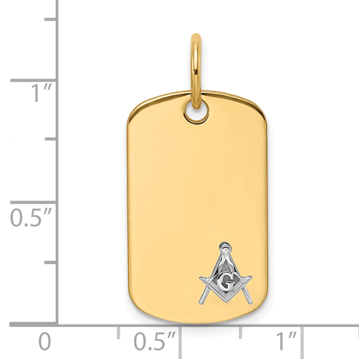14K Two-Tone Gold Masonic Scale Dog Tag Pendant B59467 - alternate view