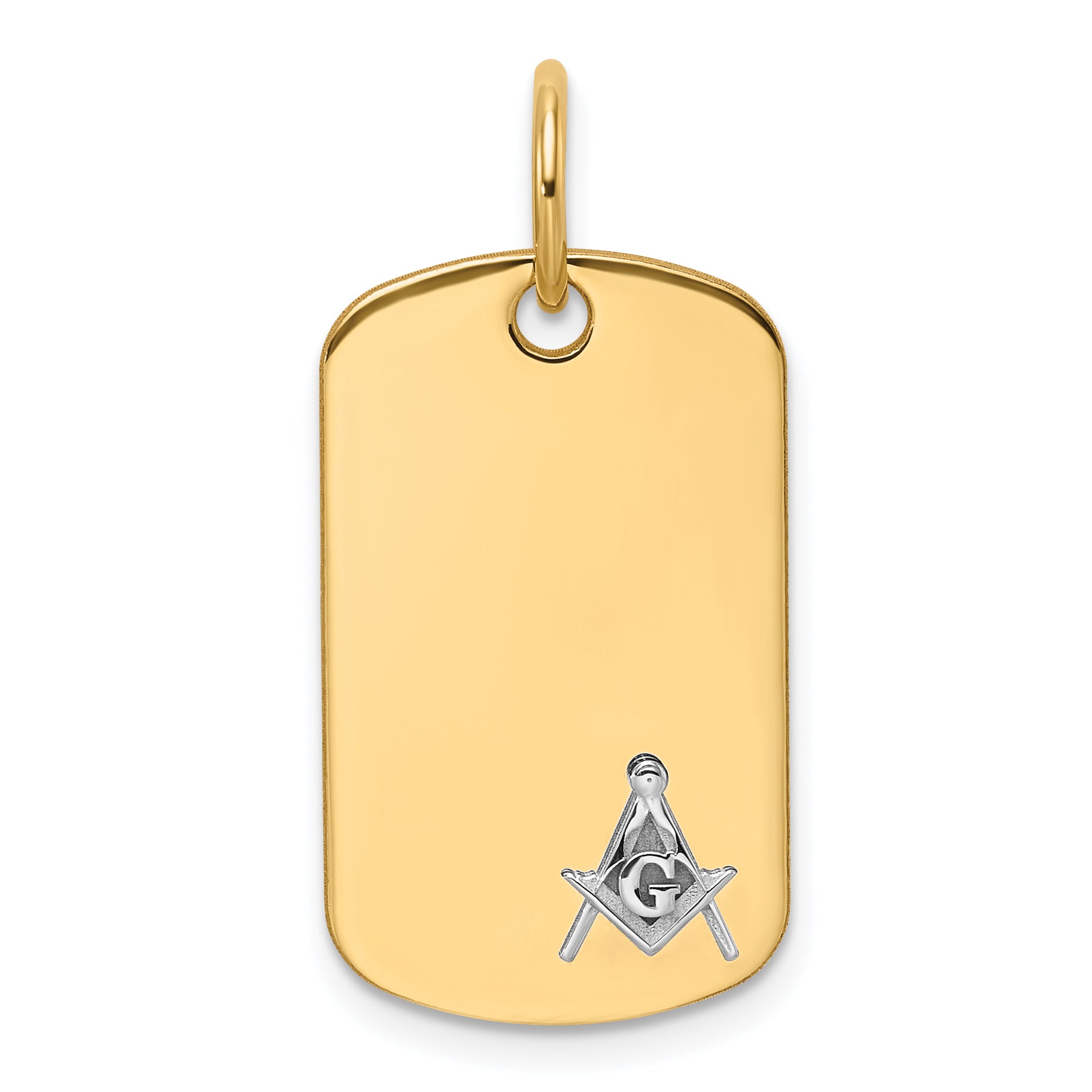 14K Two-Tone Gold Masonic Scale Dog Tag Pendant B59467