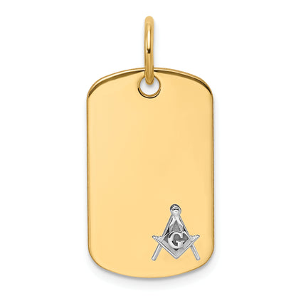 14K Two-Tone Gold Masonic Scale Dog Tag Pendant B59467