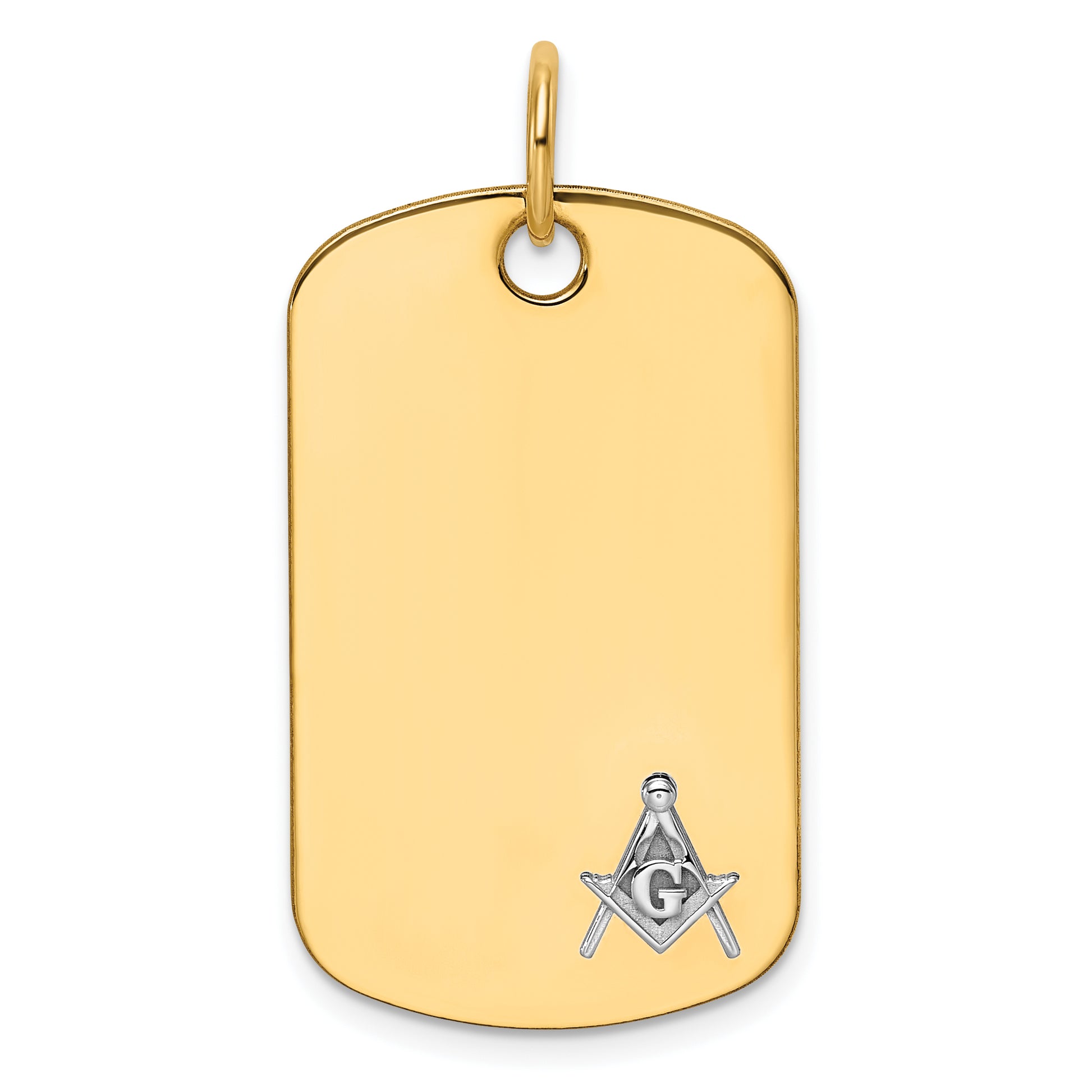 14K Two-Tone Gold Masonic Scale Dog Tag Pendant B59468