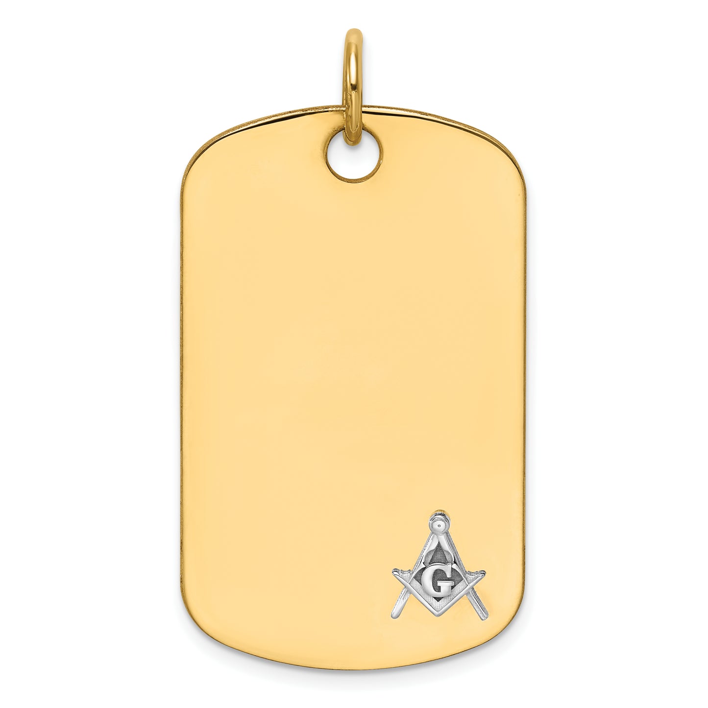 14K Two-Tone Gold Masonic Scale Dog Tag Pendant B59469
