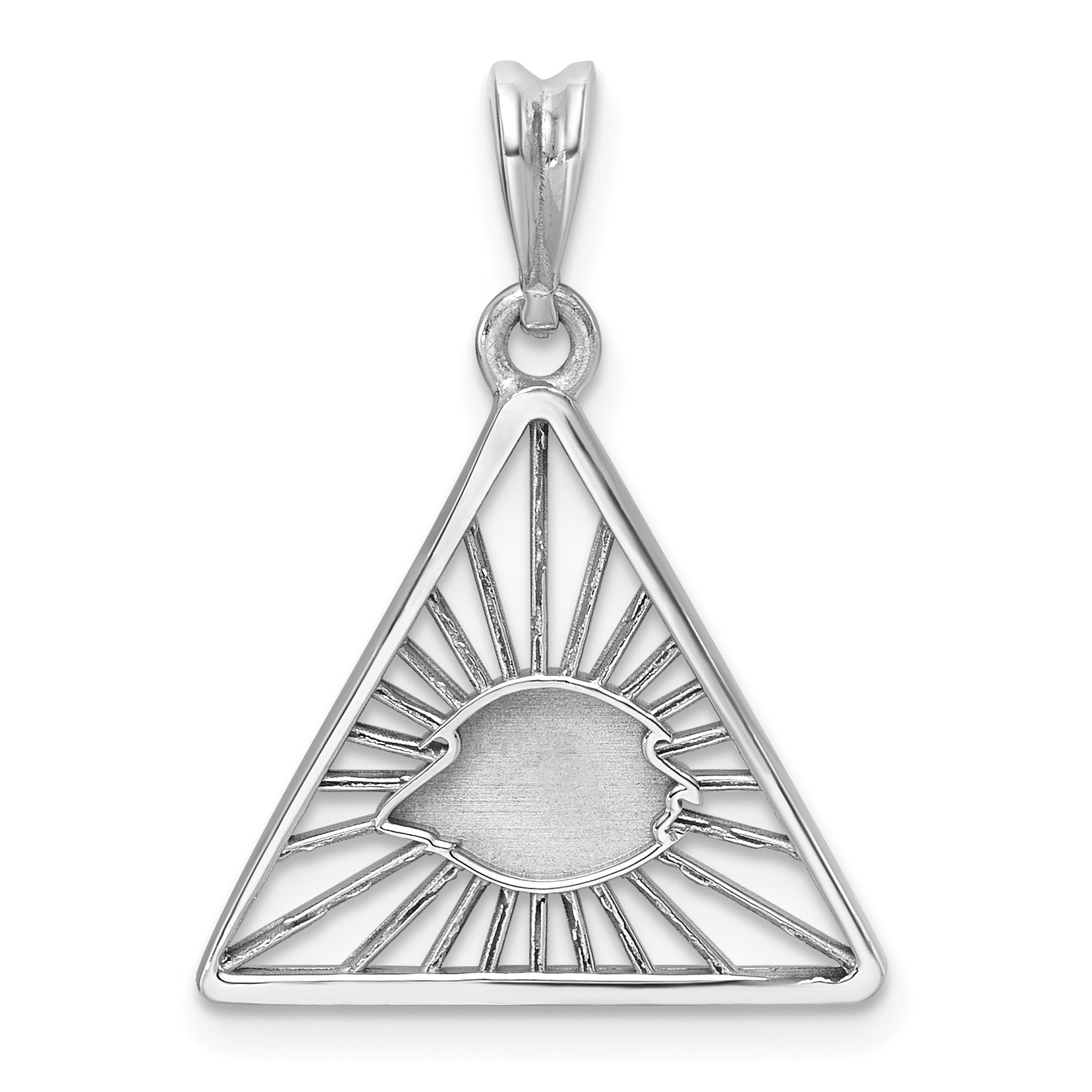 14K White Gold Masonic All-Seeing Eye Triangle Pendant B59481 - alternate view