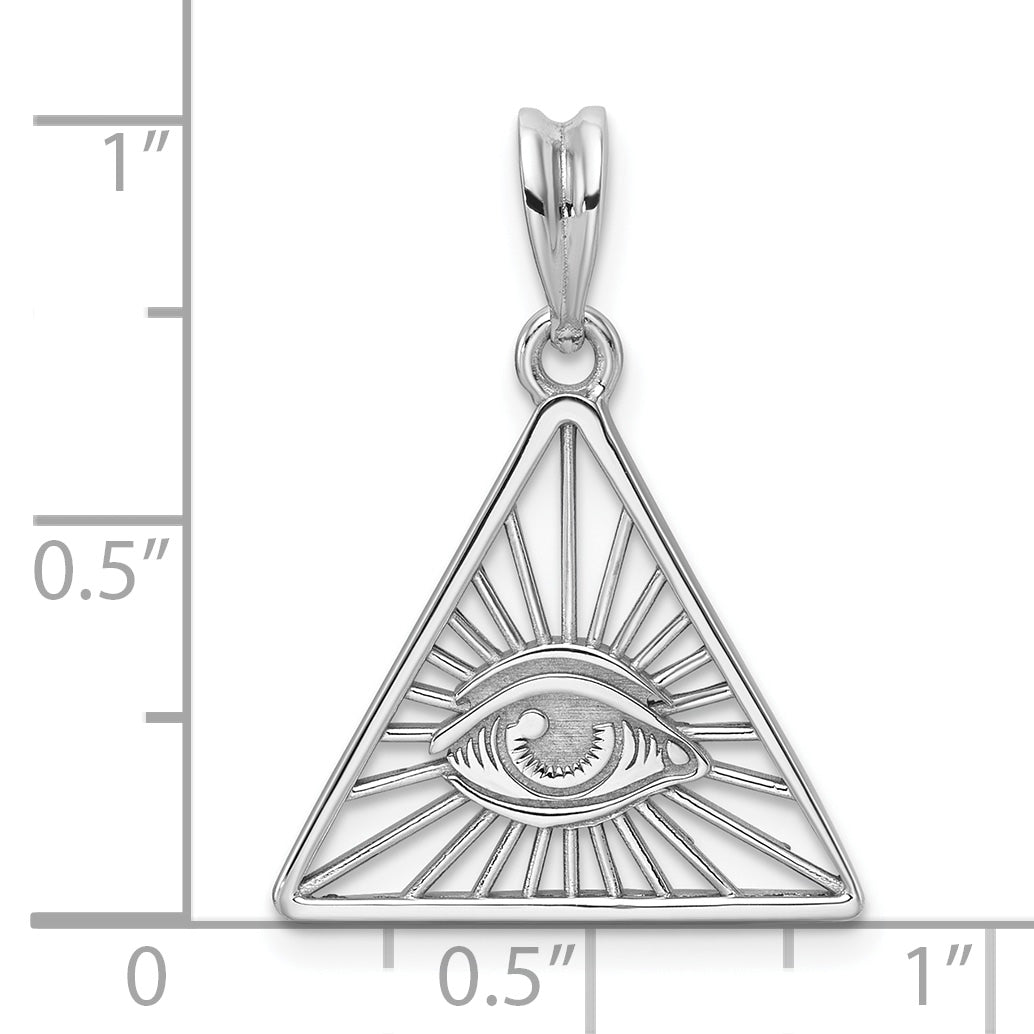 14K White Gold Masonic All-Seeing Eye Triangle Pendant B59481 - alternate view