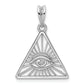 14K White Gold Masonic All-Seeing Eye Triangle Pendant B59481