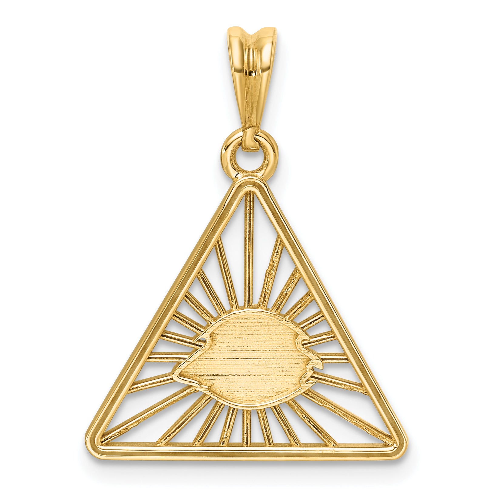 14K Yellow Gold Masonic All-Seeing Eye Triangle Pendant B59481 - alternate view