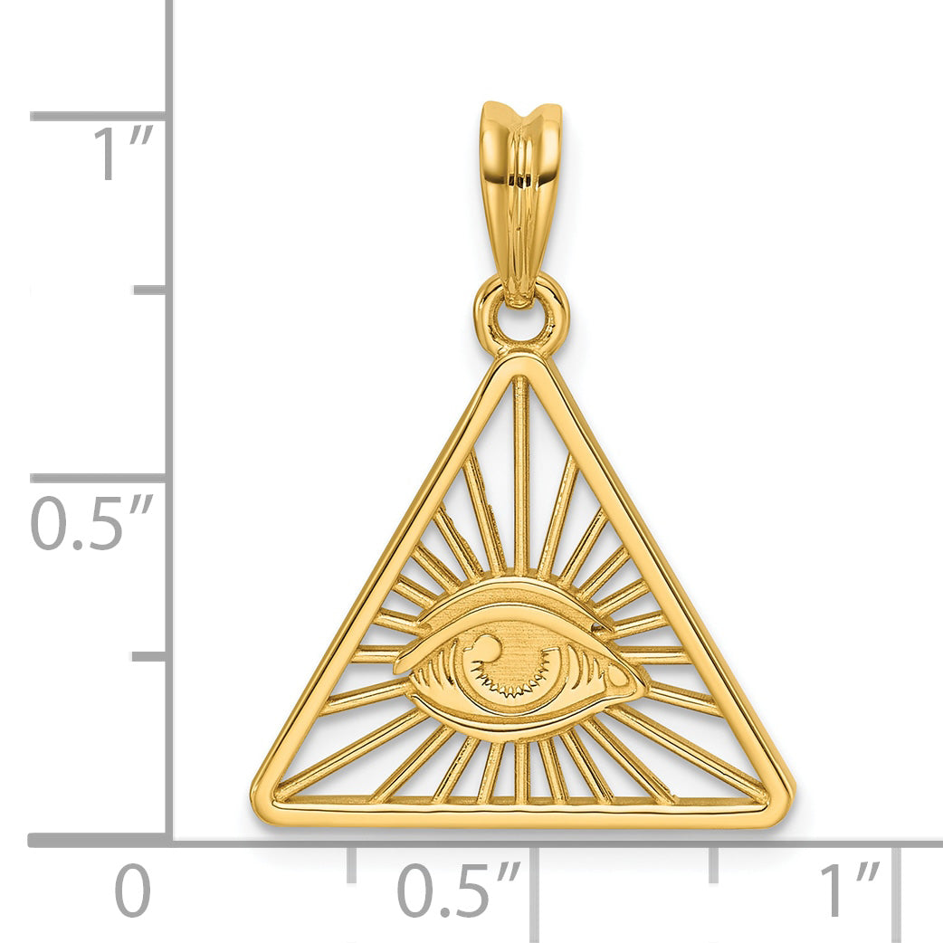 14K Yellow Gold Masonic All-Seeing Eye Triangle Pendant B59481 - alternate view