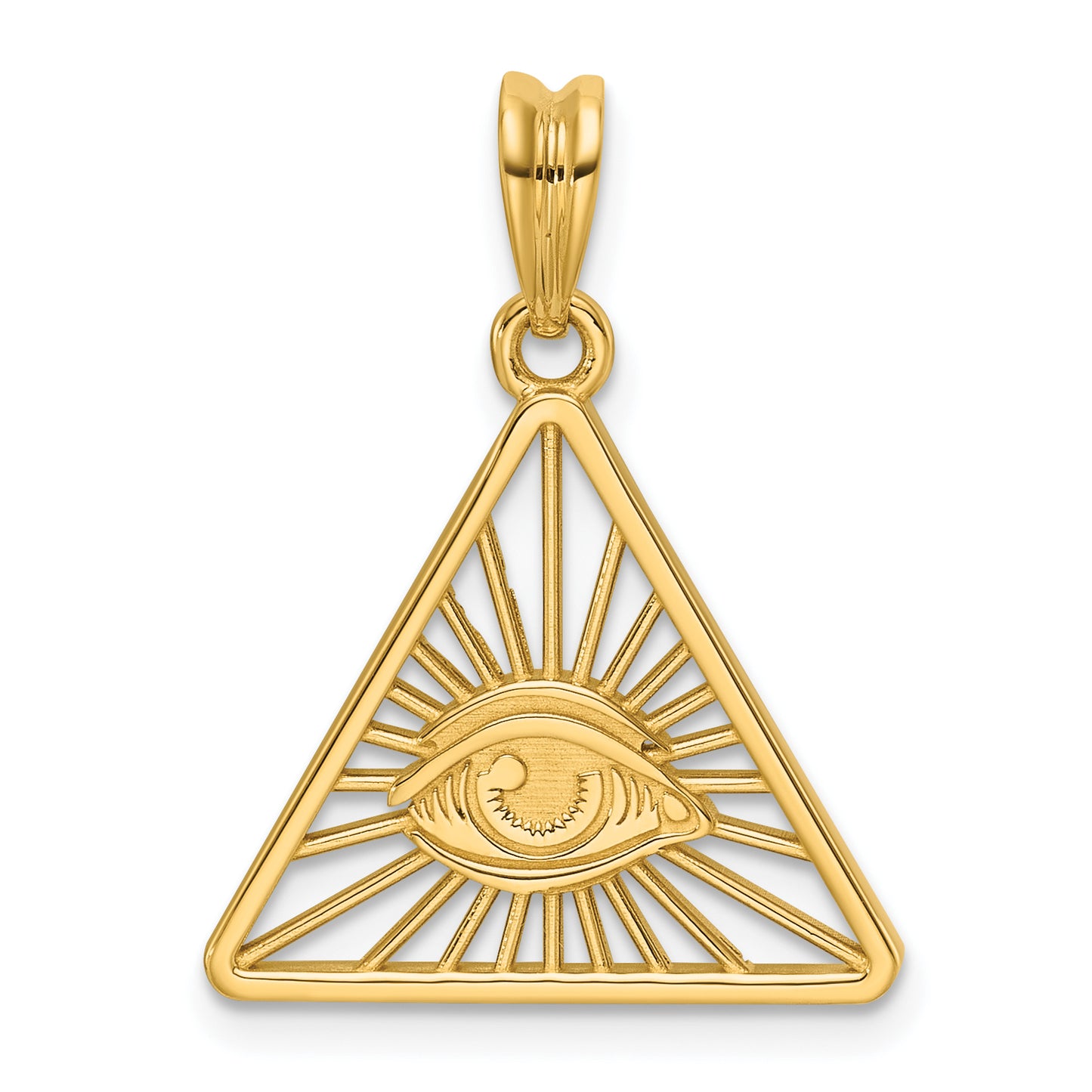 14K Yellow Gold Masonic All-Seeing Eye Triangle Pendant B59481