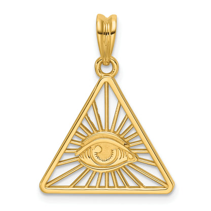 14K Yellow Gold Masonic All-Seeing Eye Triangle Pendant B59481