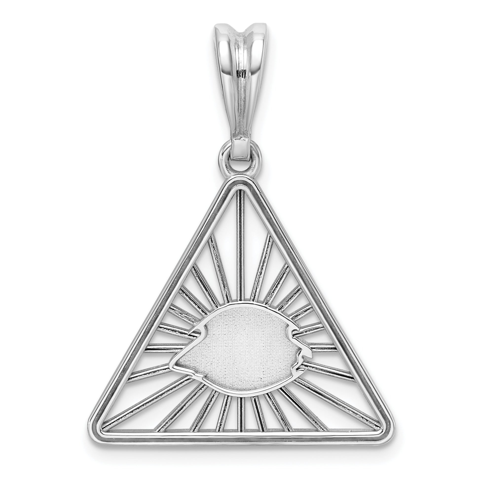 14K White Gold Masonic All-Seeing Eye Triangle Pendant B59482 - alternate view