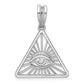 14K White Gold Masonic All-Seeing Eye Triangle Pendant B59482
