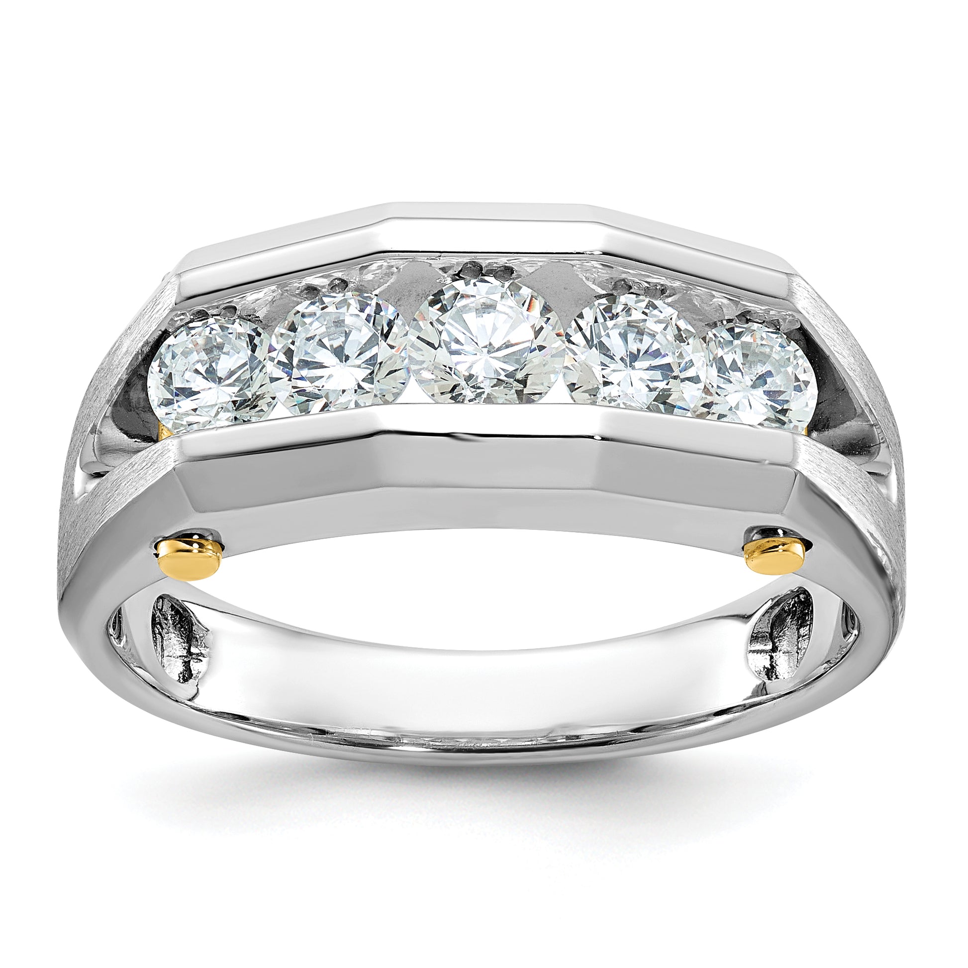 14K Two-Tone Channel-Set 5-Stone Mens Ring Mounting B63593