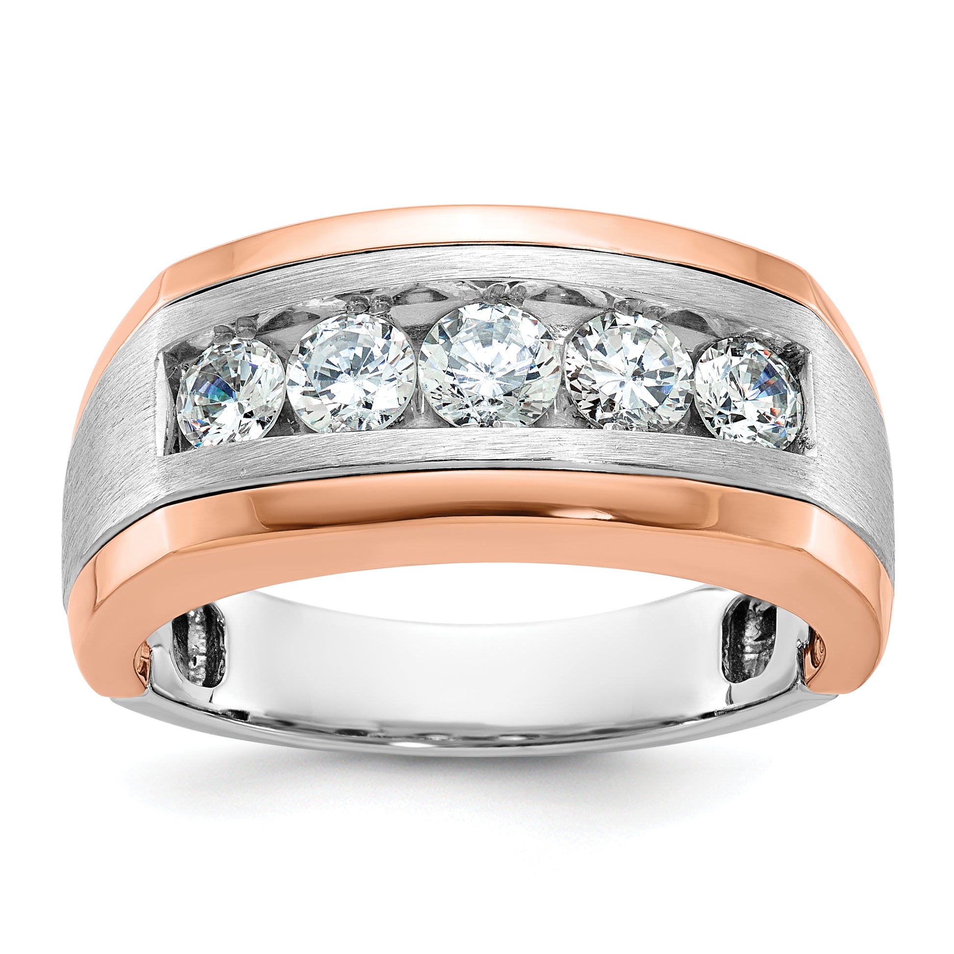 14K White and Rose Gold 5-Stone Mens Ring Mounting B63982