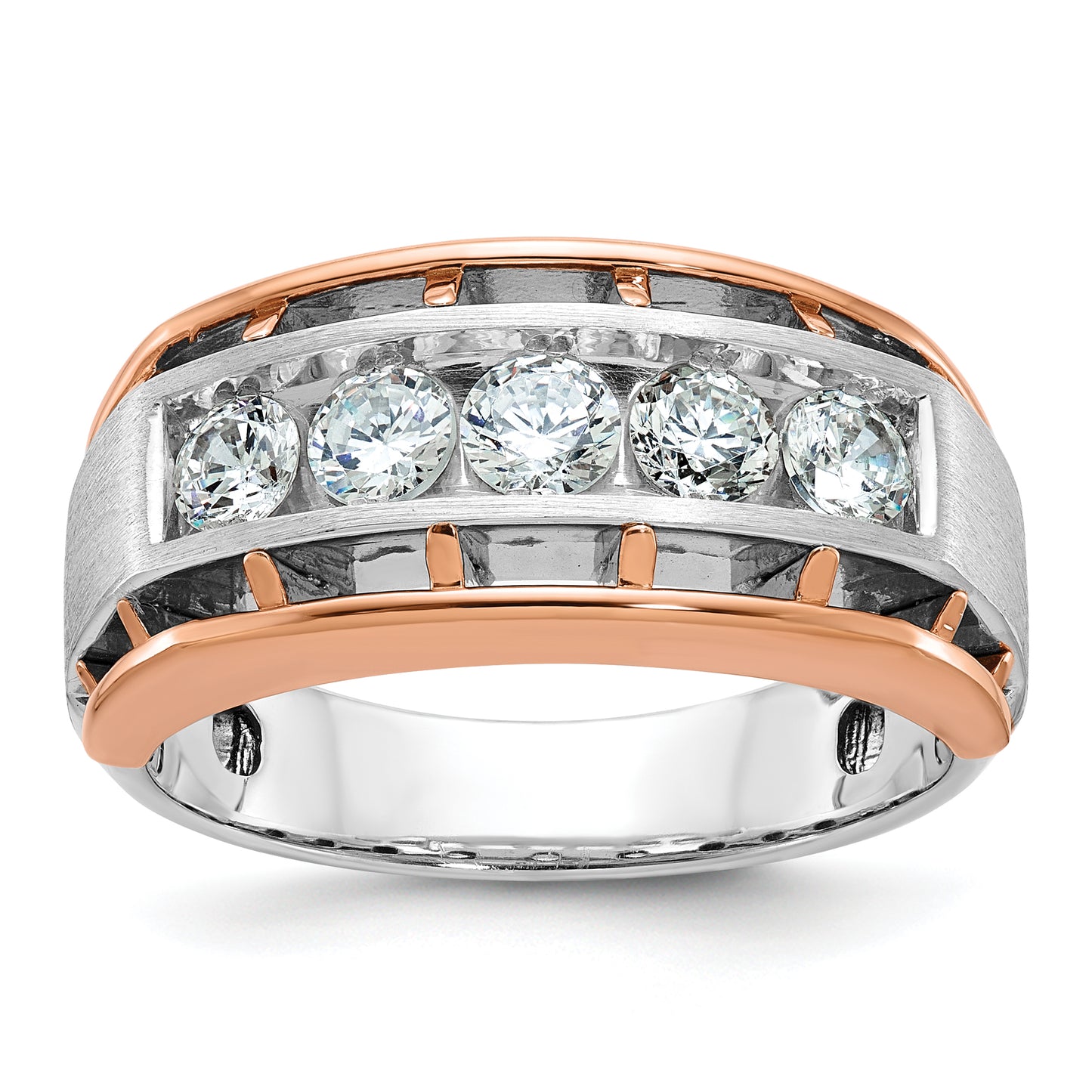 10K White and Rose Gold 5-Stone Cut-Out Mens Ring Mounting B64045