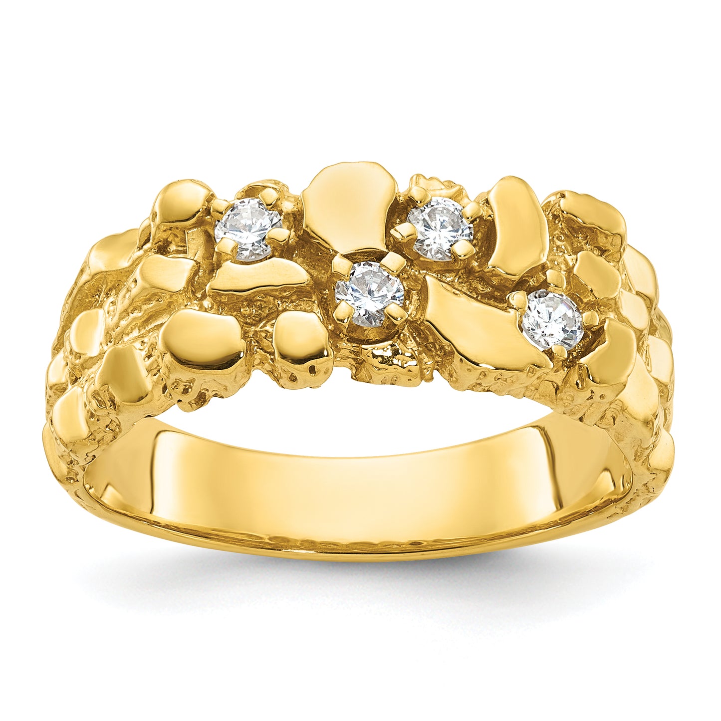 10K Yellow Gold 1/4 ct Diamond Nugget Mens Ring B64213
