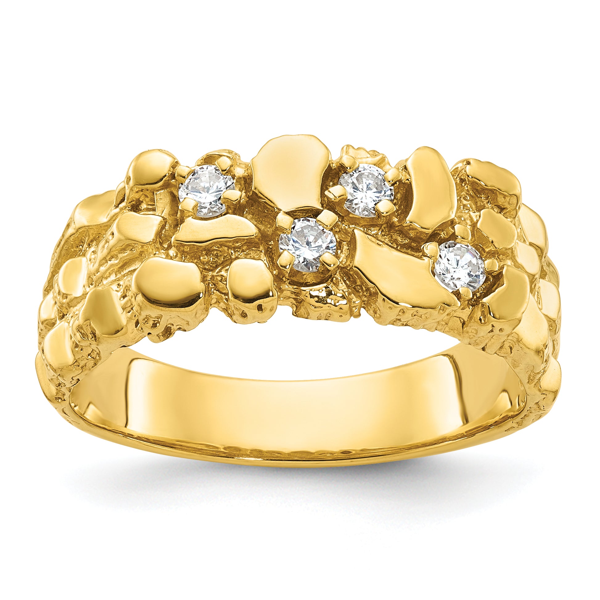 14K Yellow Gold 1/4 ct Diamond Nugget Mens Ring B64213