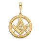14K Yellow Gold Large Masonic Symbol in Circle Pendant C1097