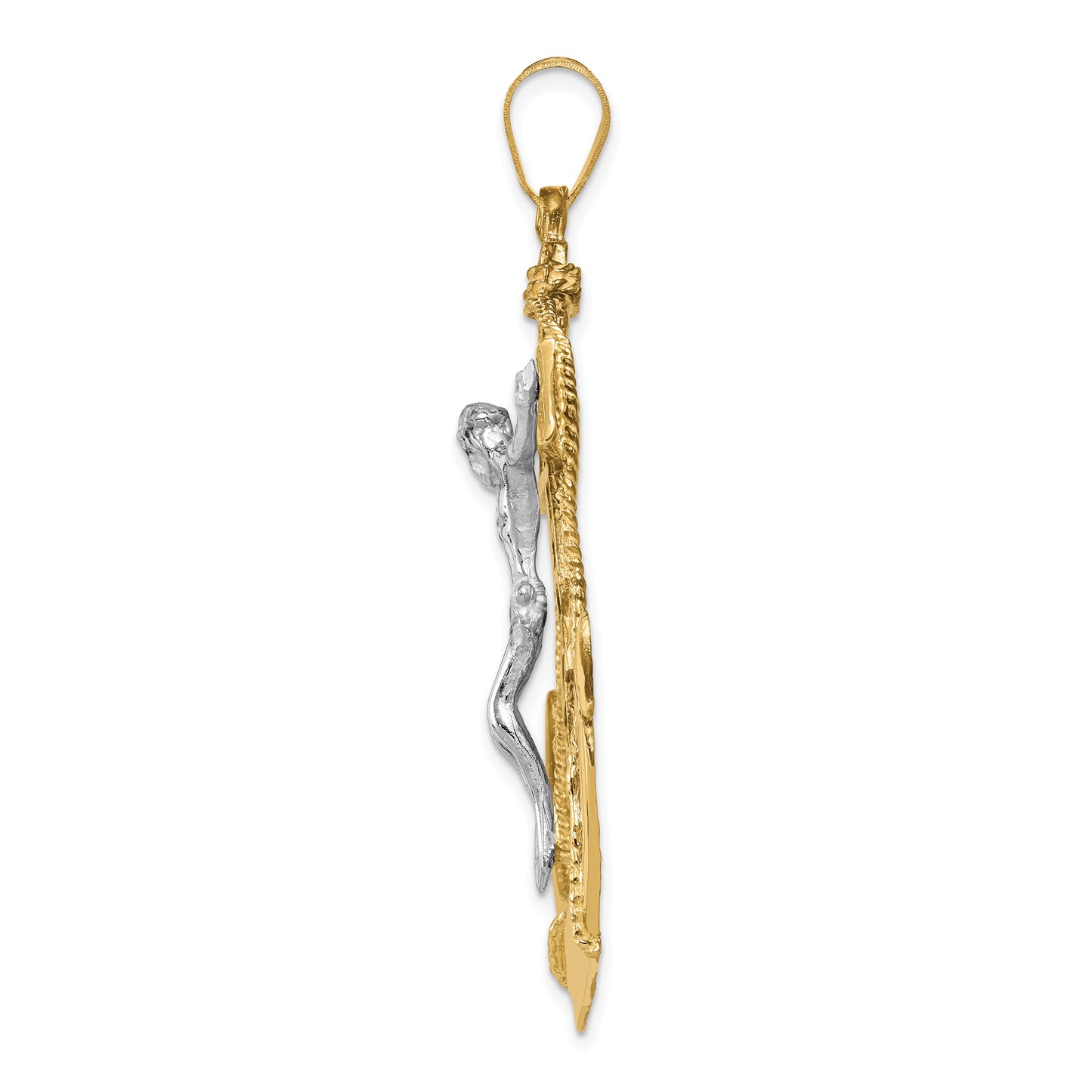 14K two-tone large mariner crucifix pendant alternate view - C1419