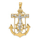 14K two-tone gold large mariner link crucifix pendant 56 mm - C1419