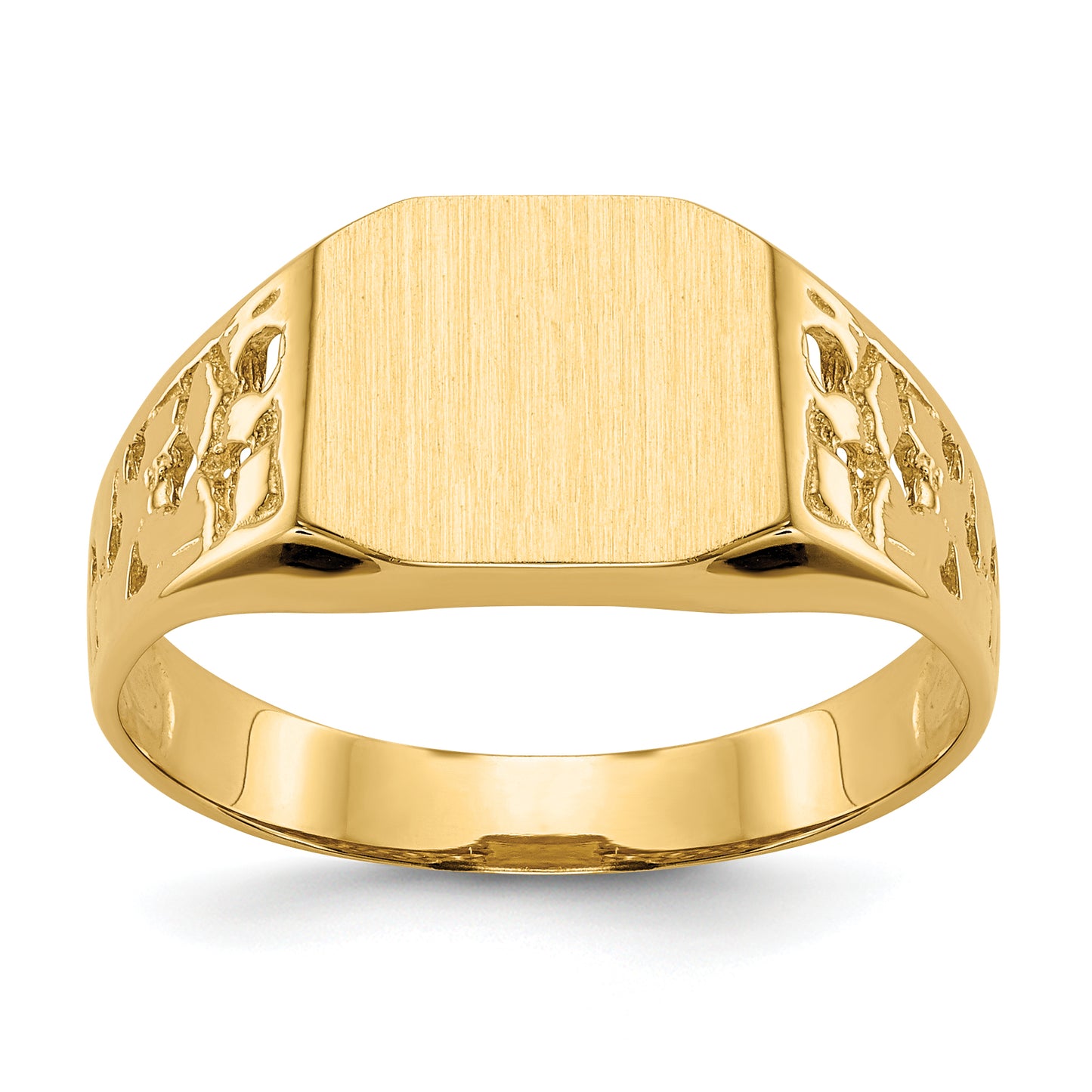 14K Yellow Gold Octagon Nugget Open Back Mens Signet Ring C1528