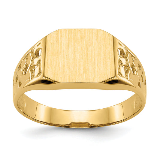 14K Yellow Gold Octagon Nugget Open Back Mens Signet Ring C1528