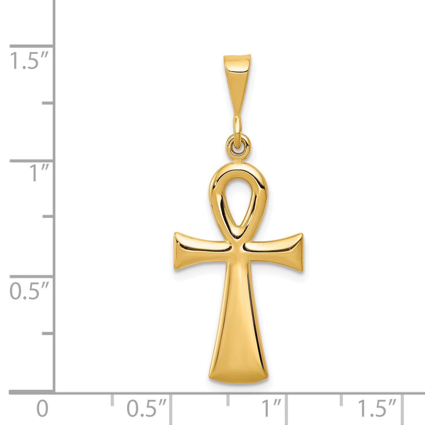 14K yellow gold flared ankh cross pendant dimensions - C2738