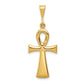 14K yellow gold flared ankh cross pendant - C2738