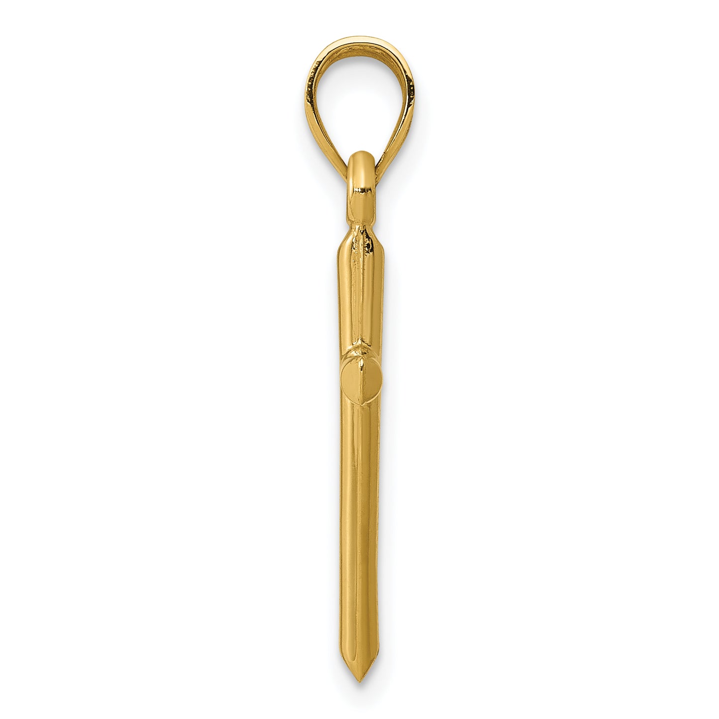 14K Gold Hollow Latin Cross Pendant detail view