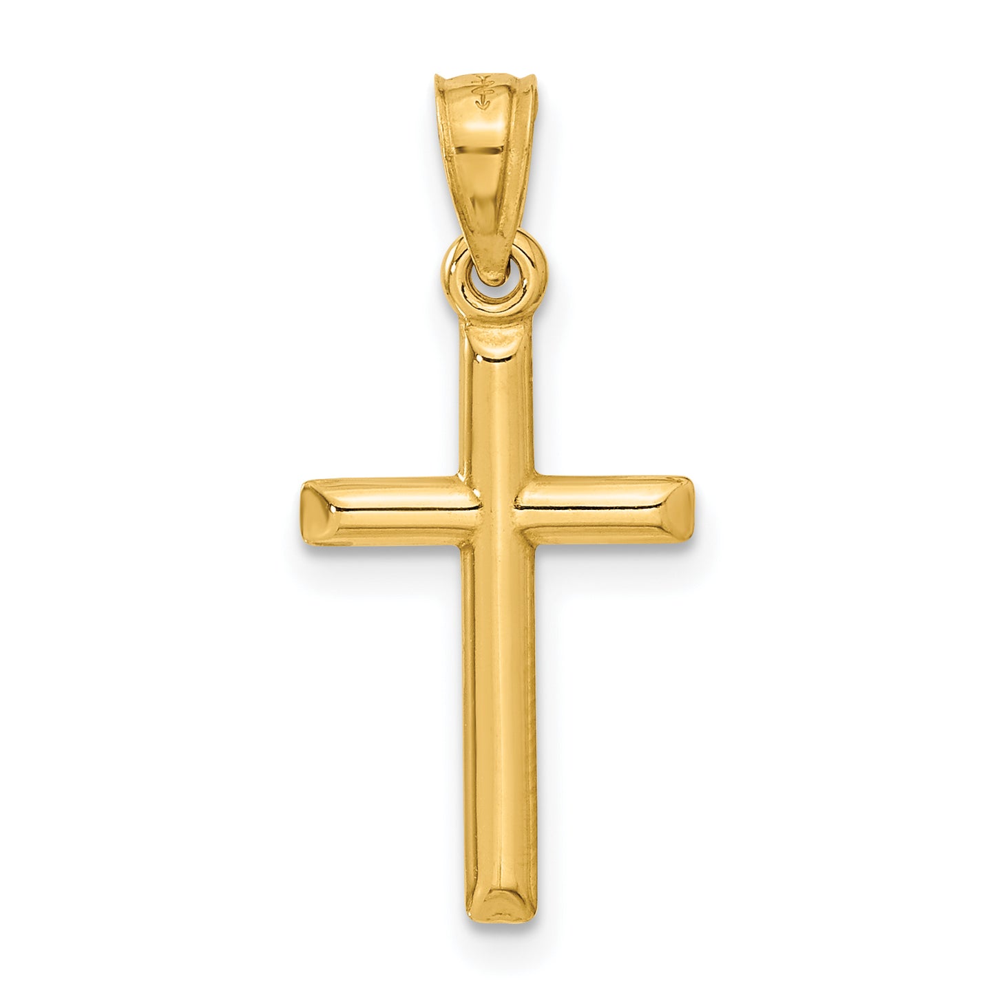 14K Gold Hollow Latin Cross Pendant scale view