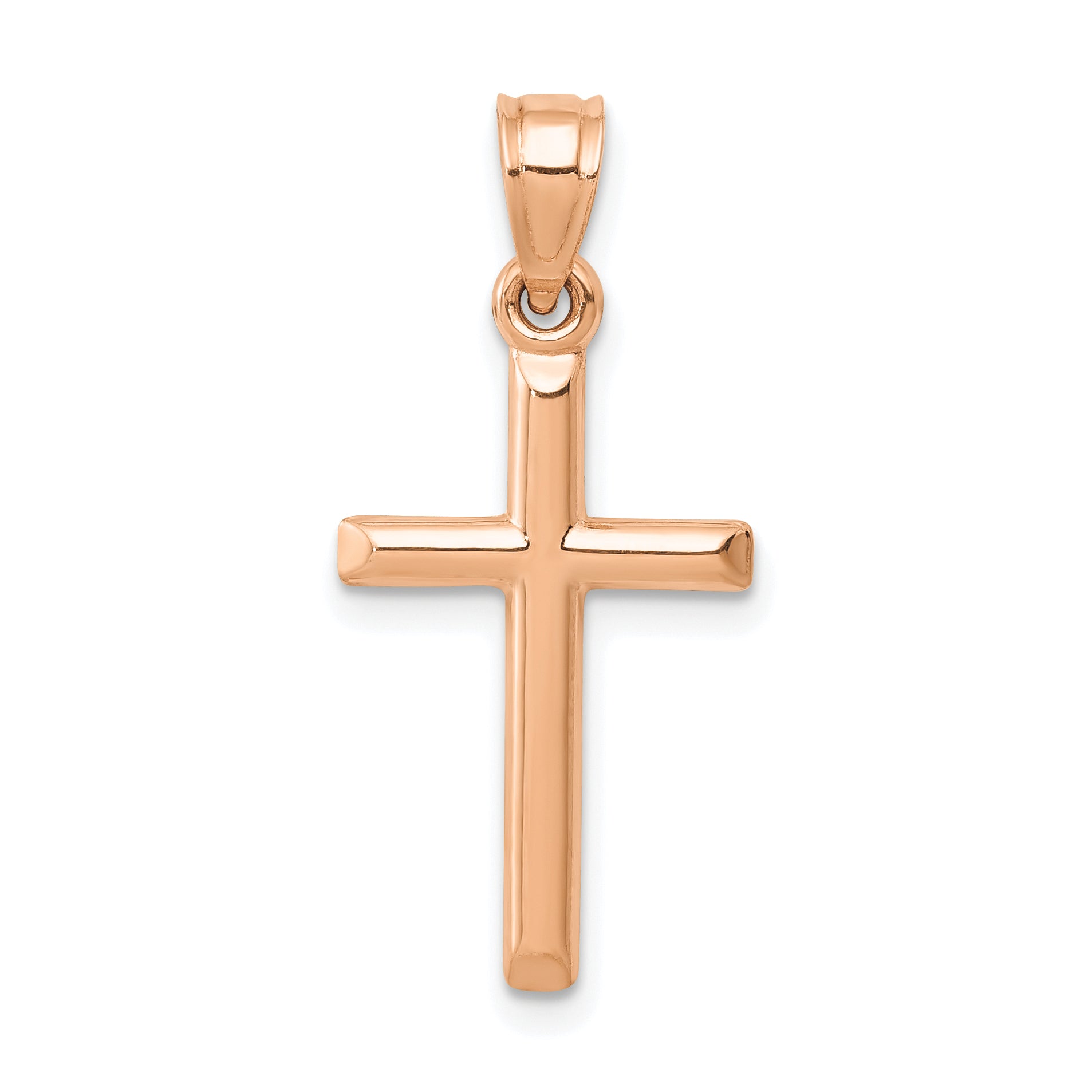 14K Rose Gold Hollow Latin Cross Pendant