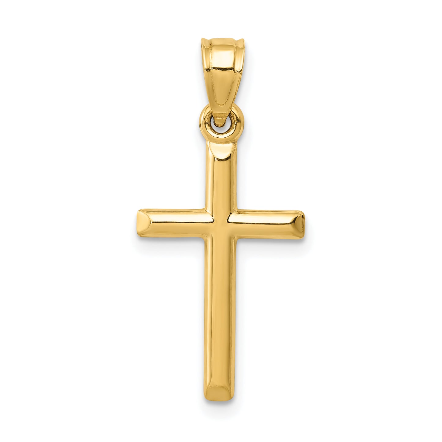14K Yellow Gold Hollow Latin Cross Pendant
