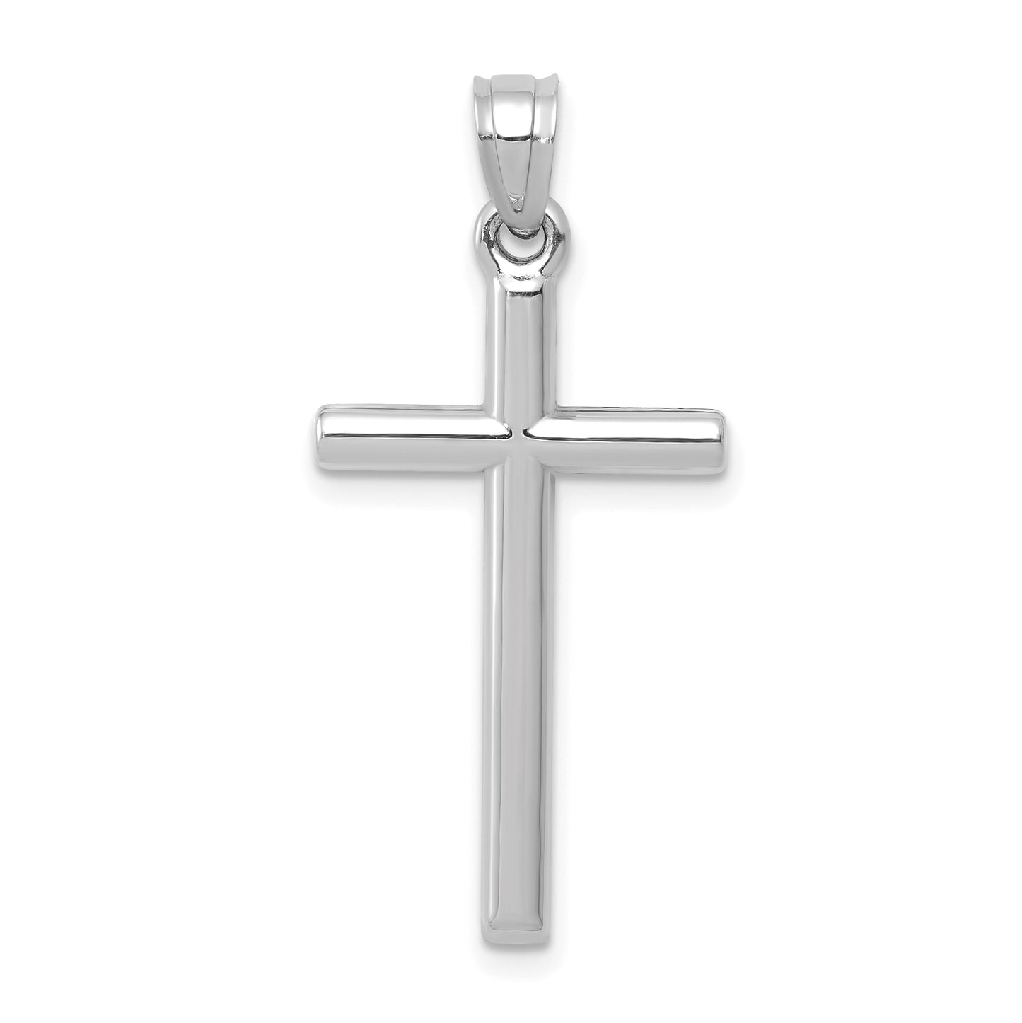 14K White Gold Hollow Latin Cross Pendant