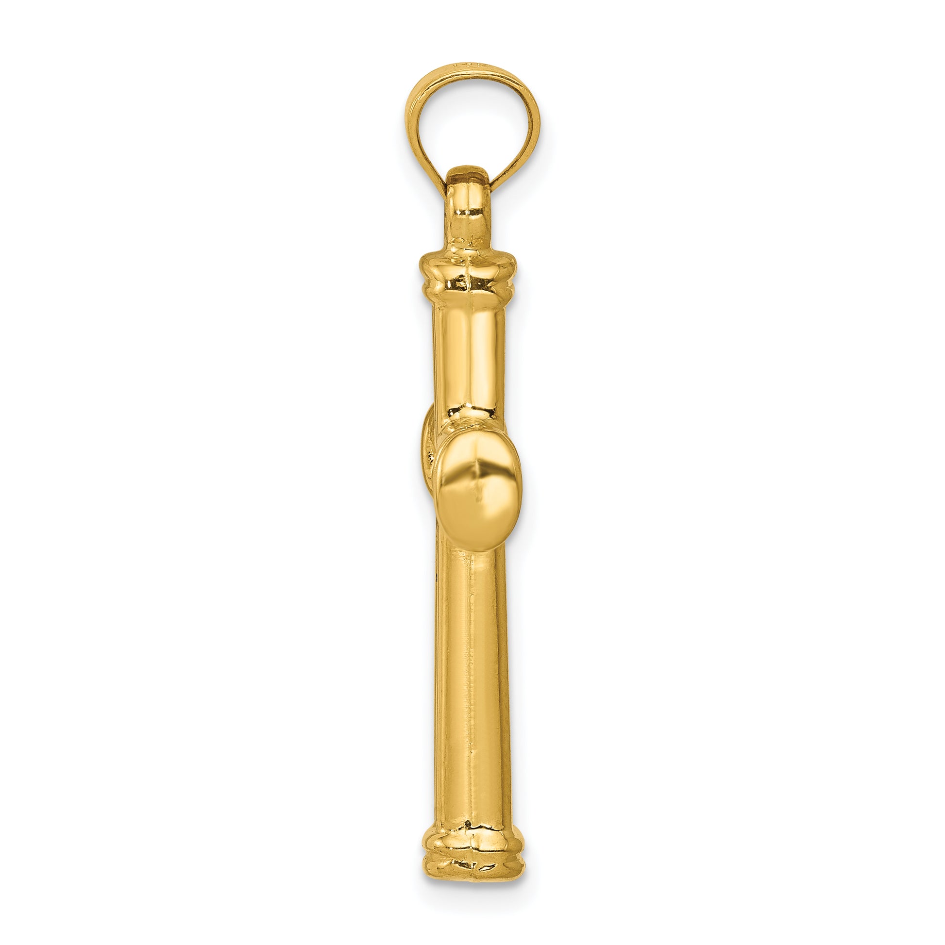 14K Yellow Gold Hollow Cross Pendant - angle view