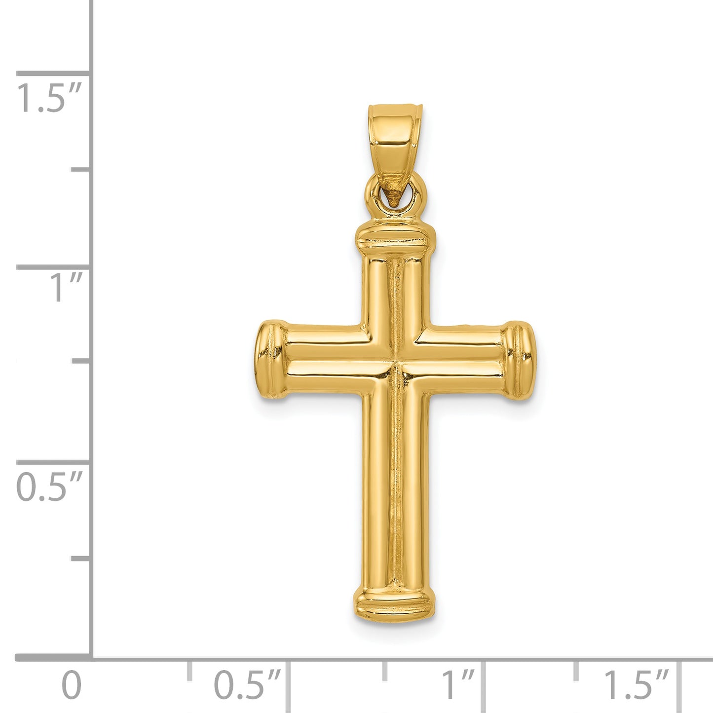 Gold Hollow Latin Cross Pendant dimension chart