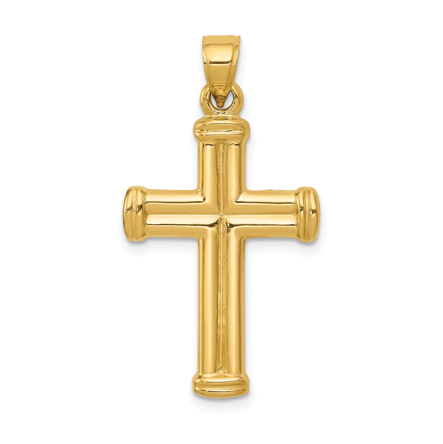14K Yellow Gold Hollow Latin Cross Pendant - main view